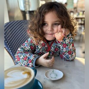 Baby Boden, floral and fleece coat, 2-3 Y